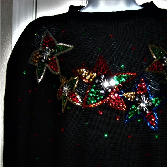 🎄 Vintage Celina Yang Christmas Sweater XXL 1X 2X Pullover Sparkly Sequins - Picture 3 of 4